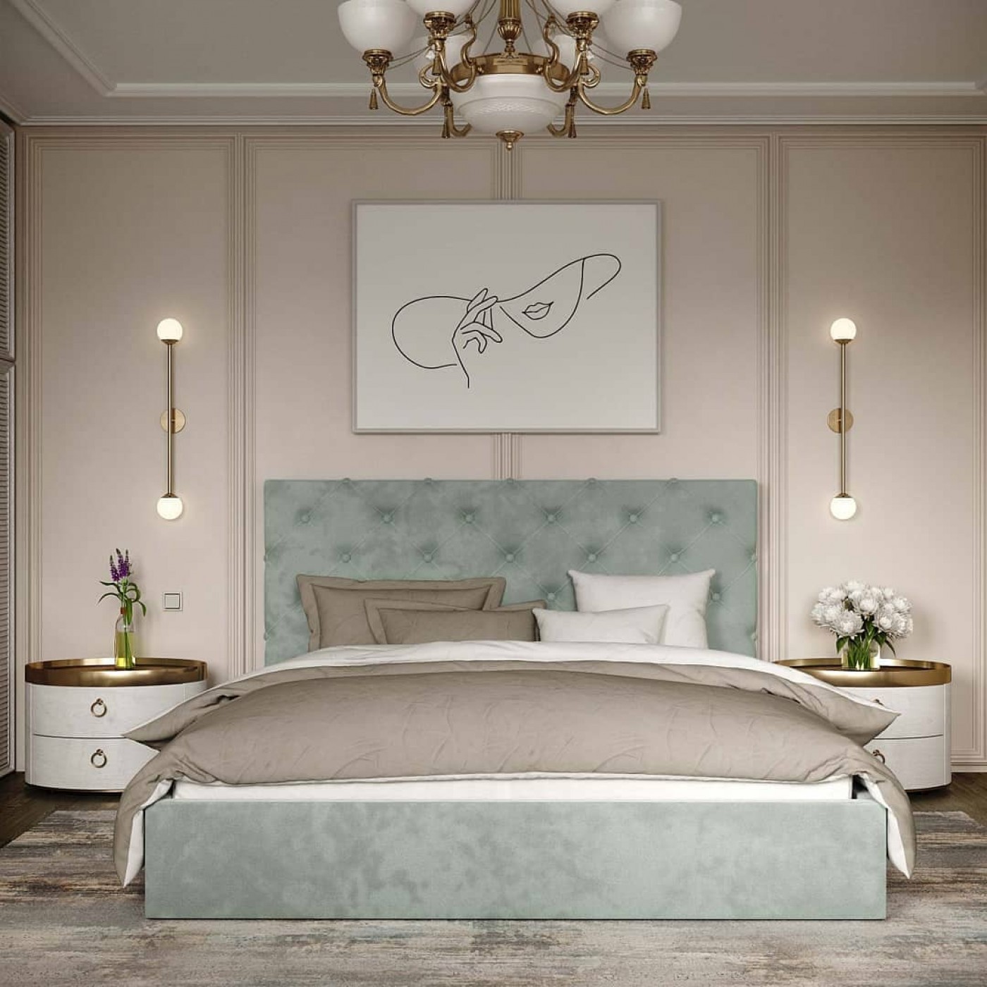 Кровать 2-х спальная ВЕЛЮР+МЕХАНИЗМ и Ламели на металлическом каркасе 1400*2000 мм