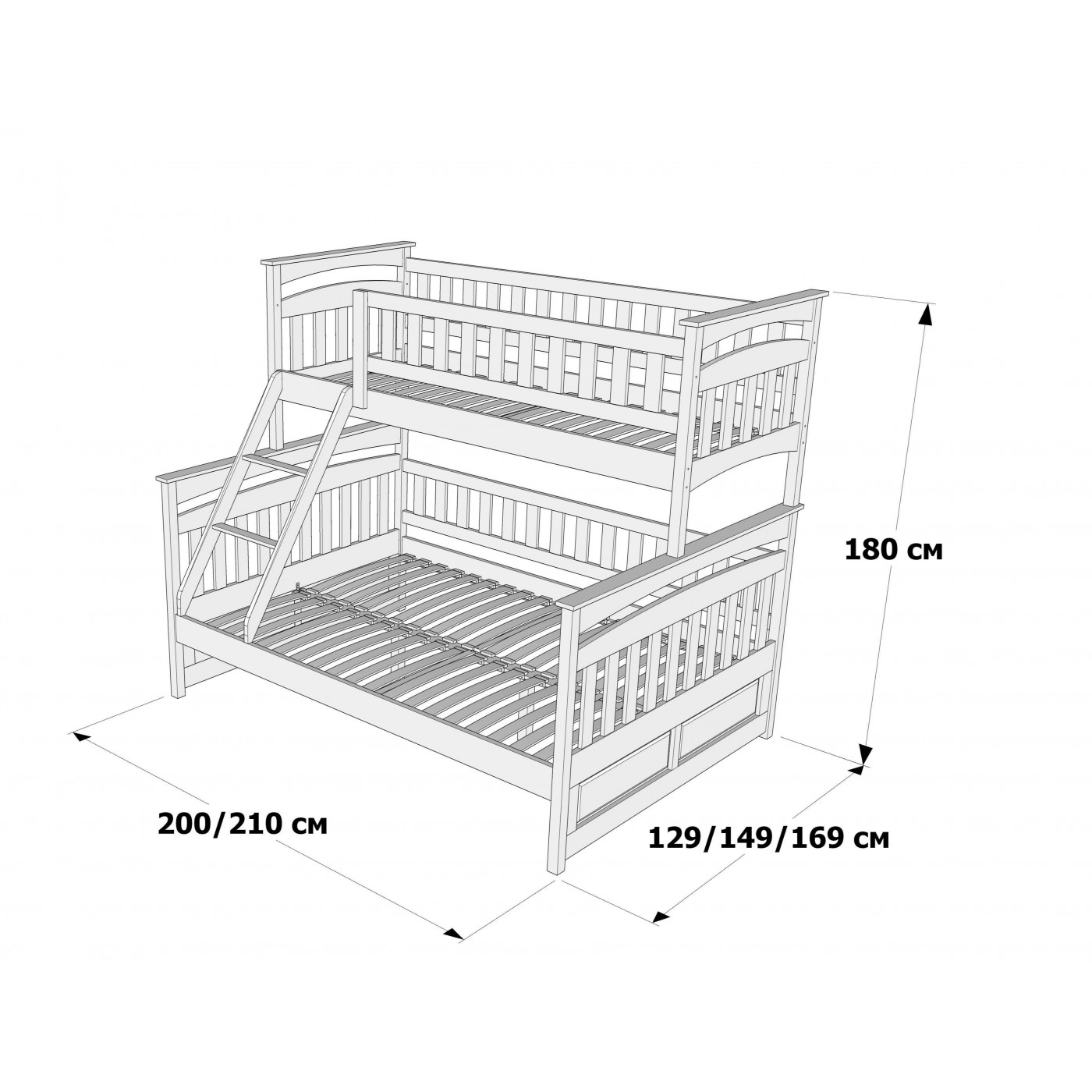 Трехместная Двухъярусная кровать трансформер Русалочка