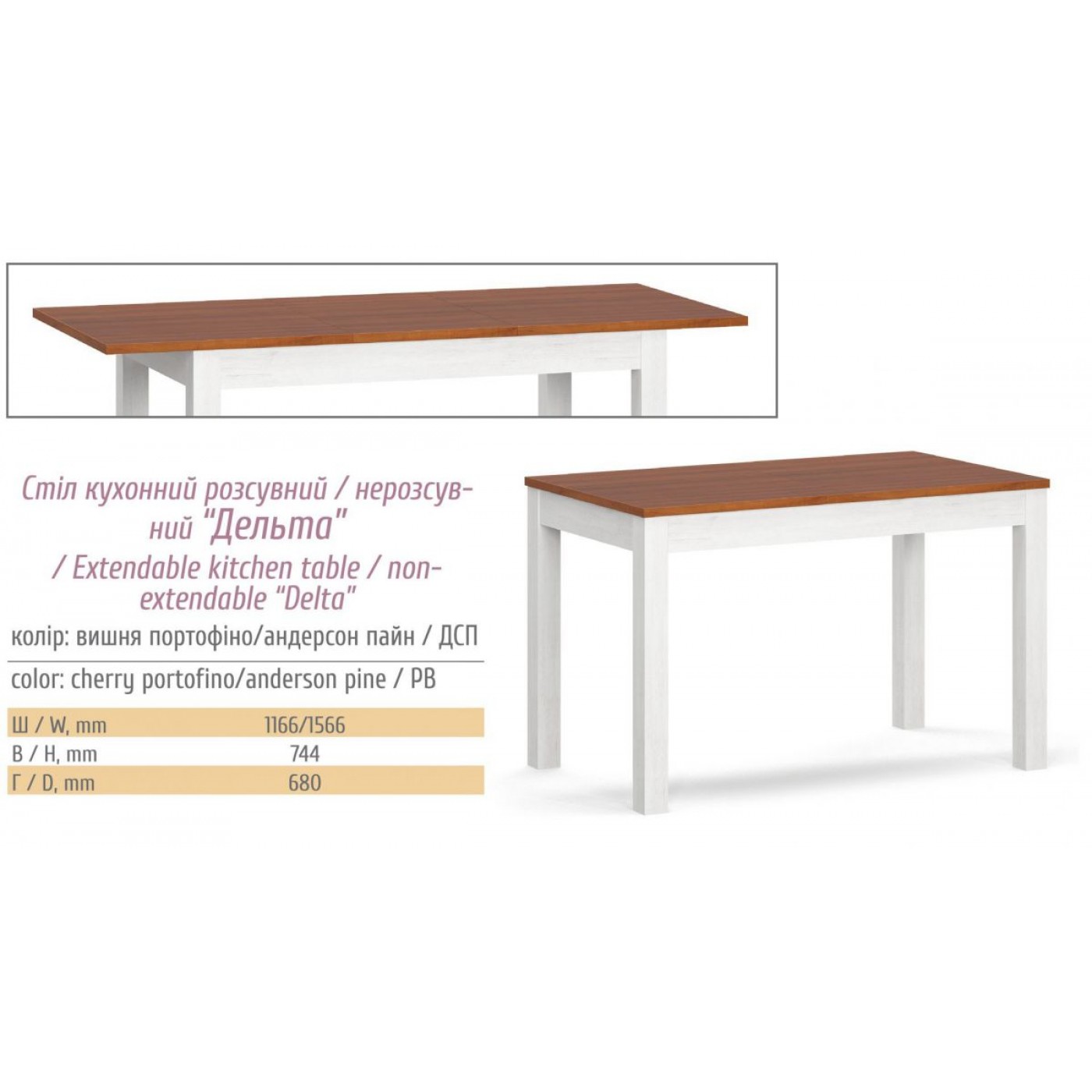 Стол кухонный нераздвижной Дельта