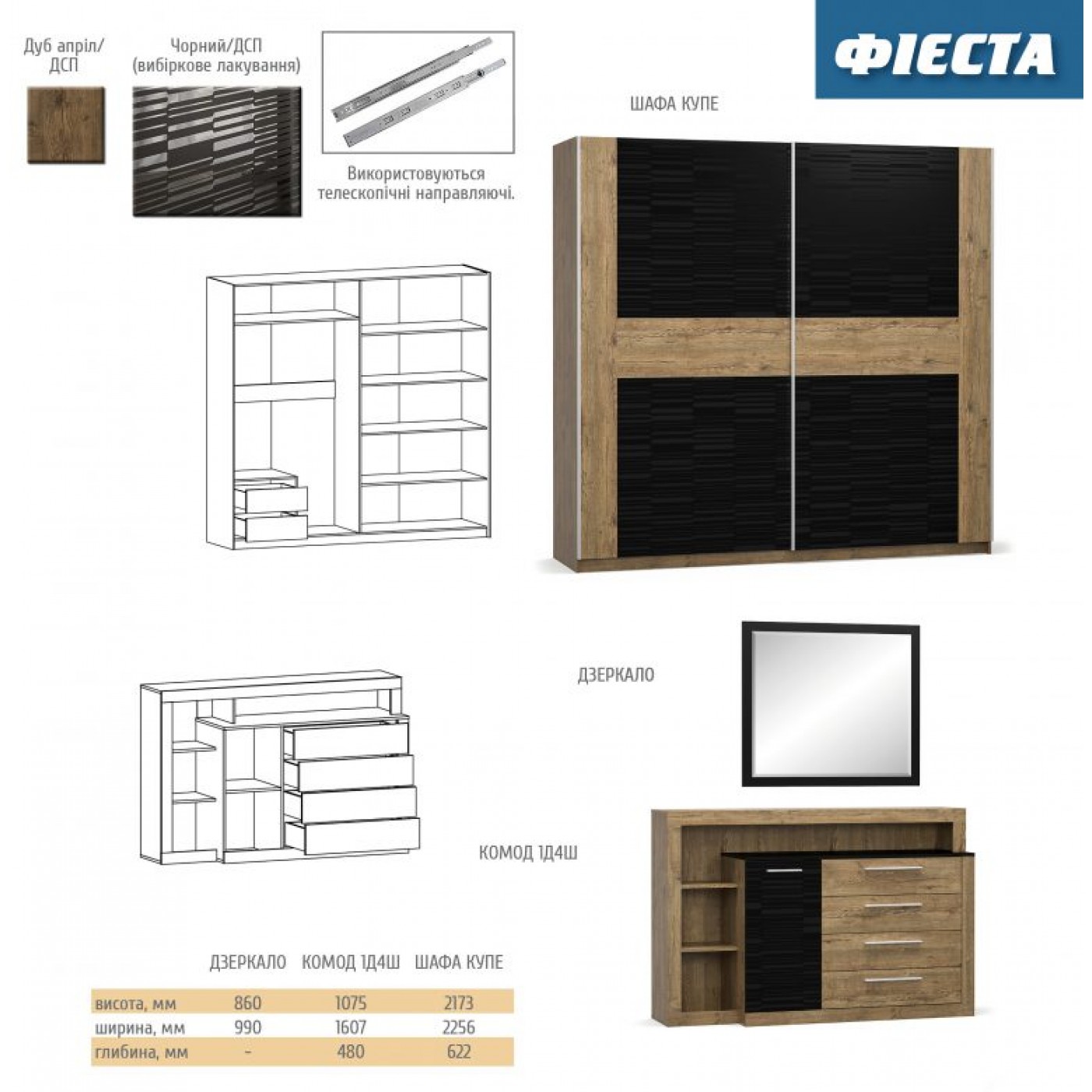 Модульная Спальня Фиеста Комплект (без ламелей)