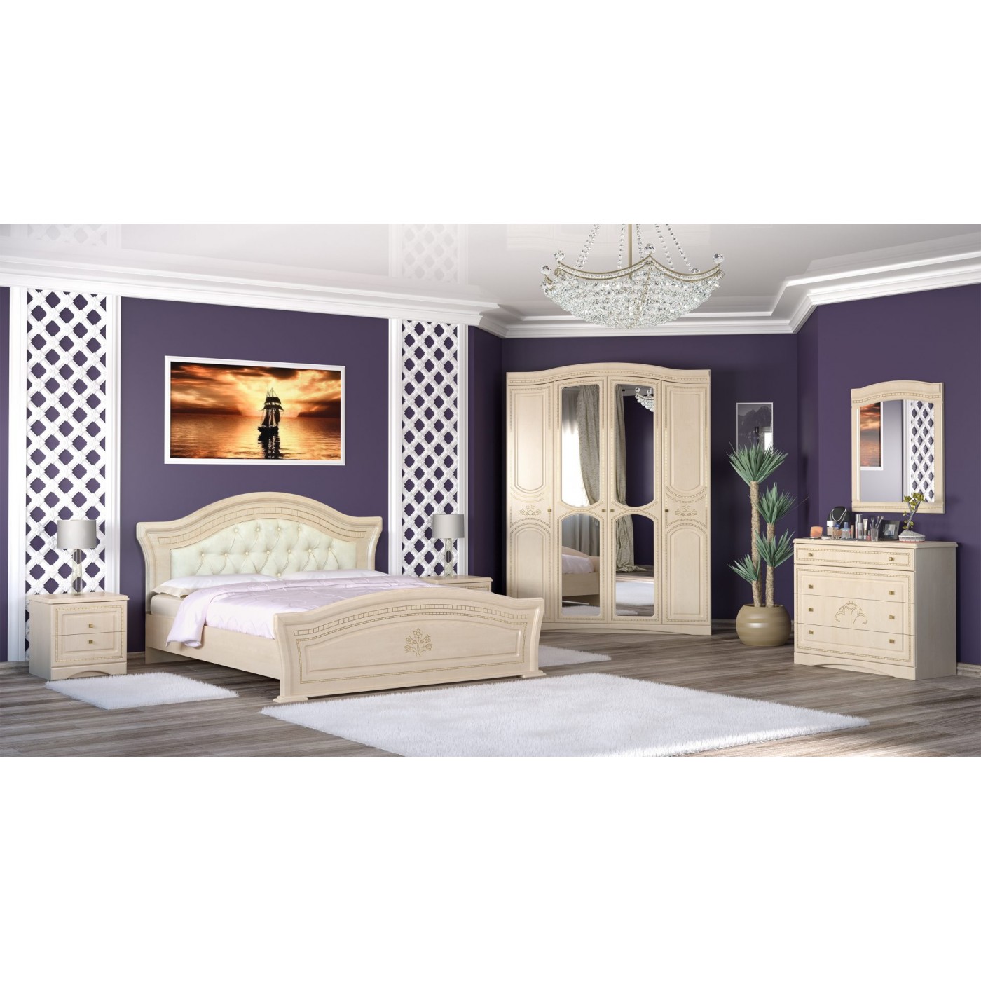 Спальня Милано Комплект (5Д без ламелей)