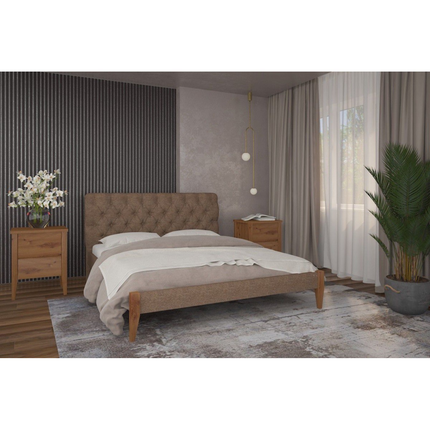 Ліжко з м'яким узголів'ям Рим ДК