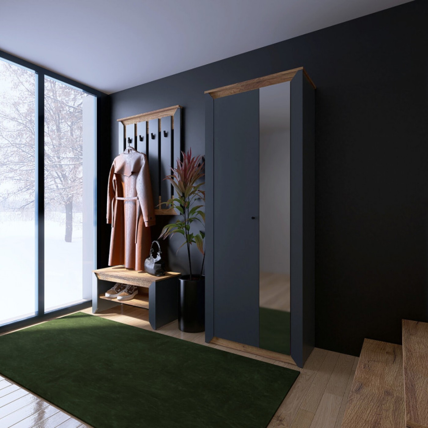 НОРДИК Пенал закритий дзеркало 800