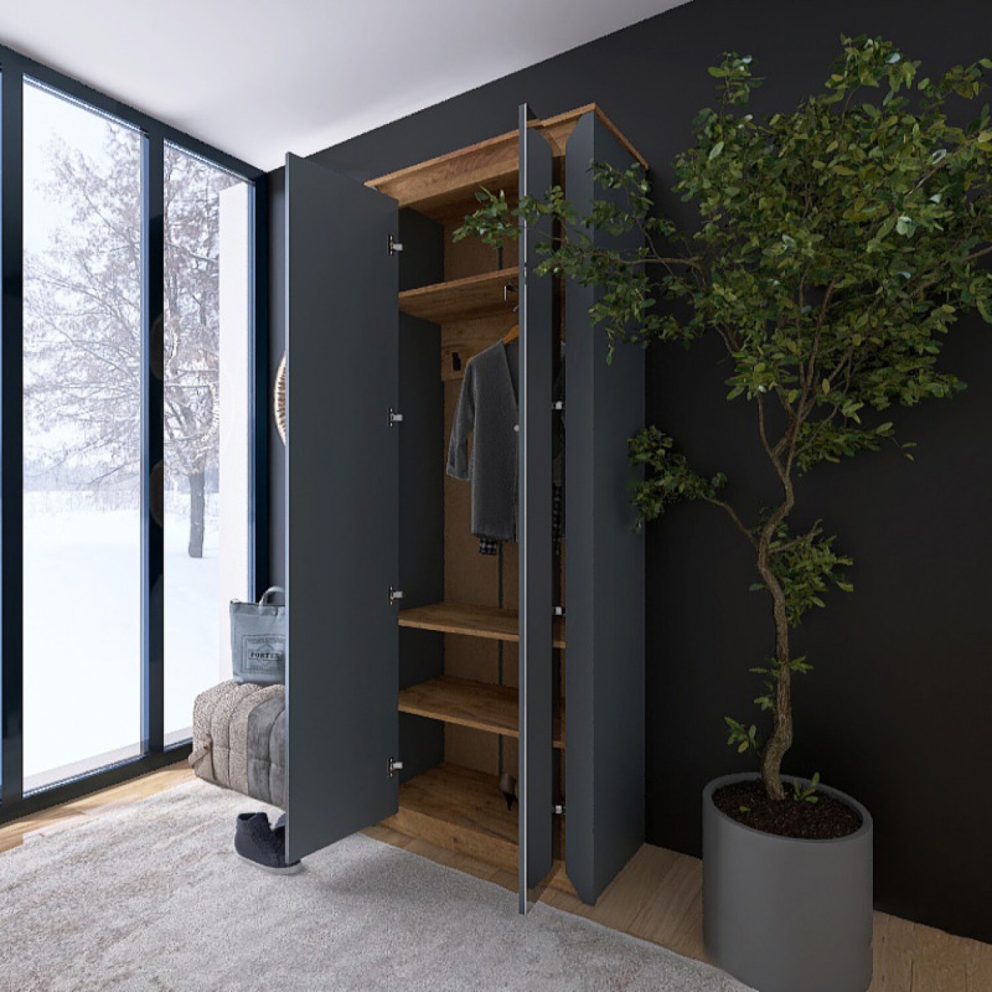 НОРДИК Пенал закритий дзеркало 800