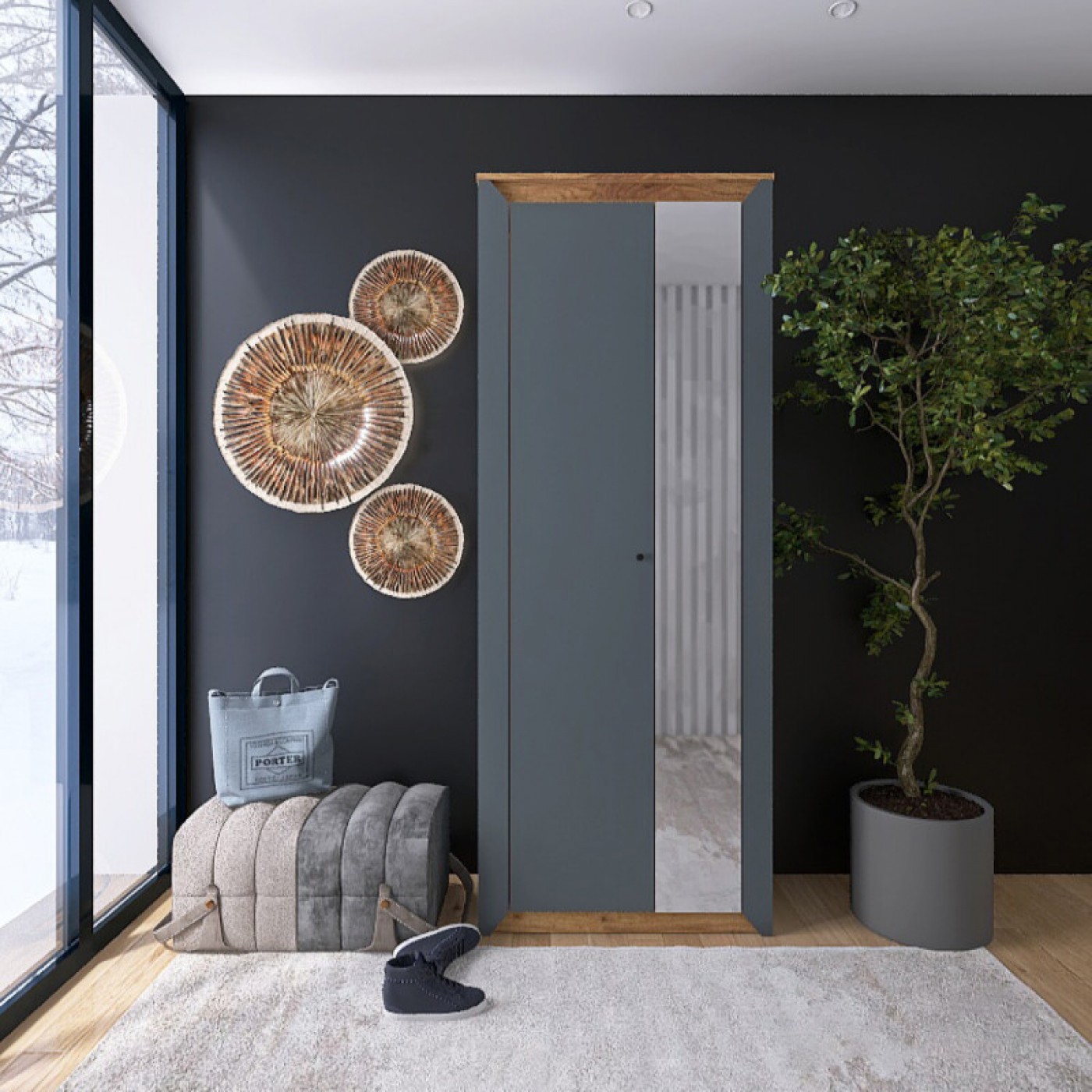 НОРДИК Пенал закритий дзеркало 800