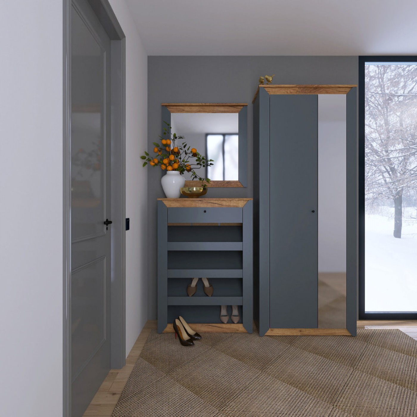 НОРДИК Пенал закритий дзеркало 800