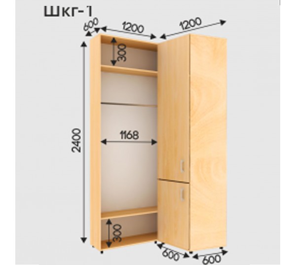 Шафа-Купе кутова з Пеналом ШКГ - 1 (1200x600x2200/2400)