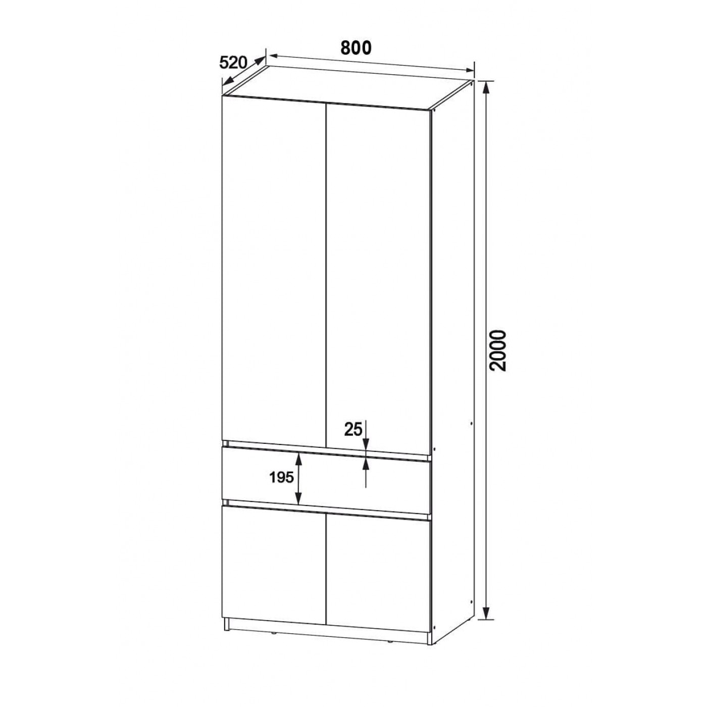 Брайт шкаф с зеркалом 800