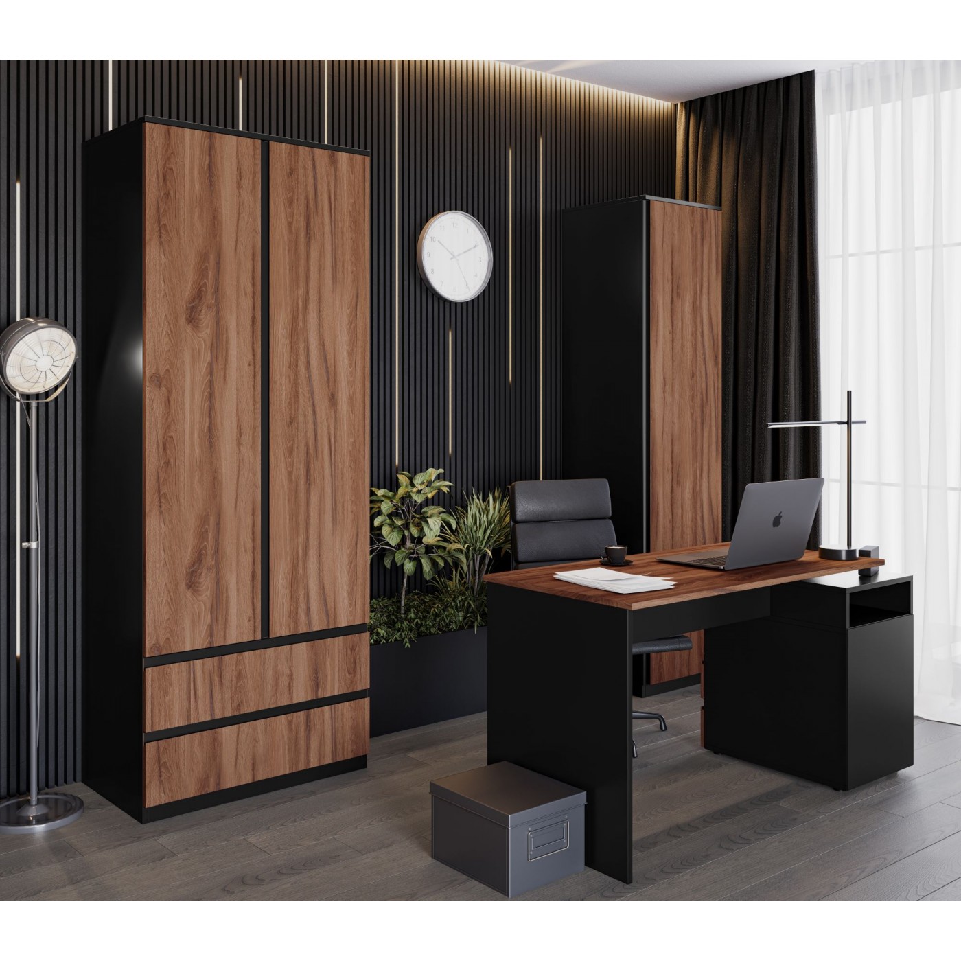 Шафа 3Д2Ш Фріда (дуб ліворний/чорний) NEW !