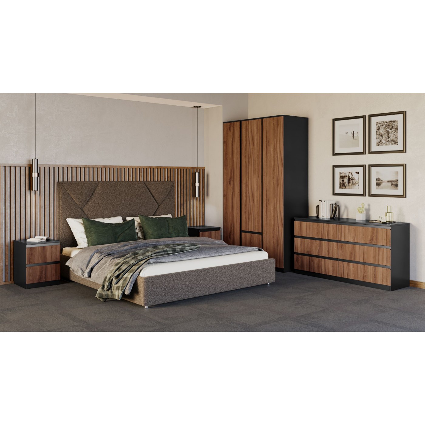 Шафа 3Д2Ш Фріда (дуб ліворний/чорний) NEW !