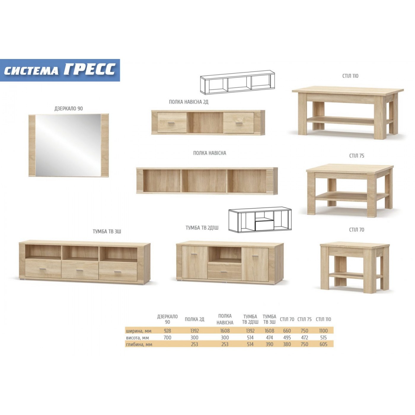 Тумба под ТВ РТВ 3Ш Гресс