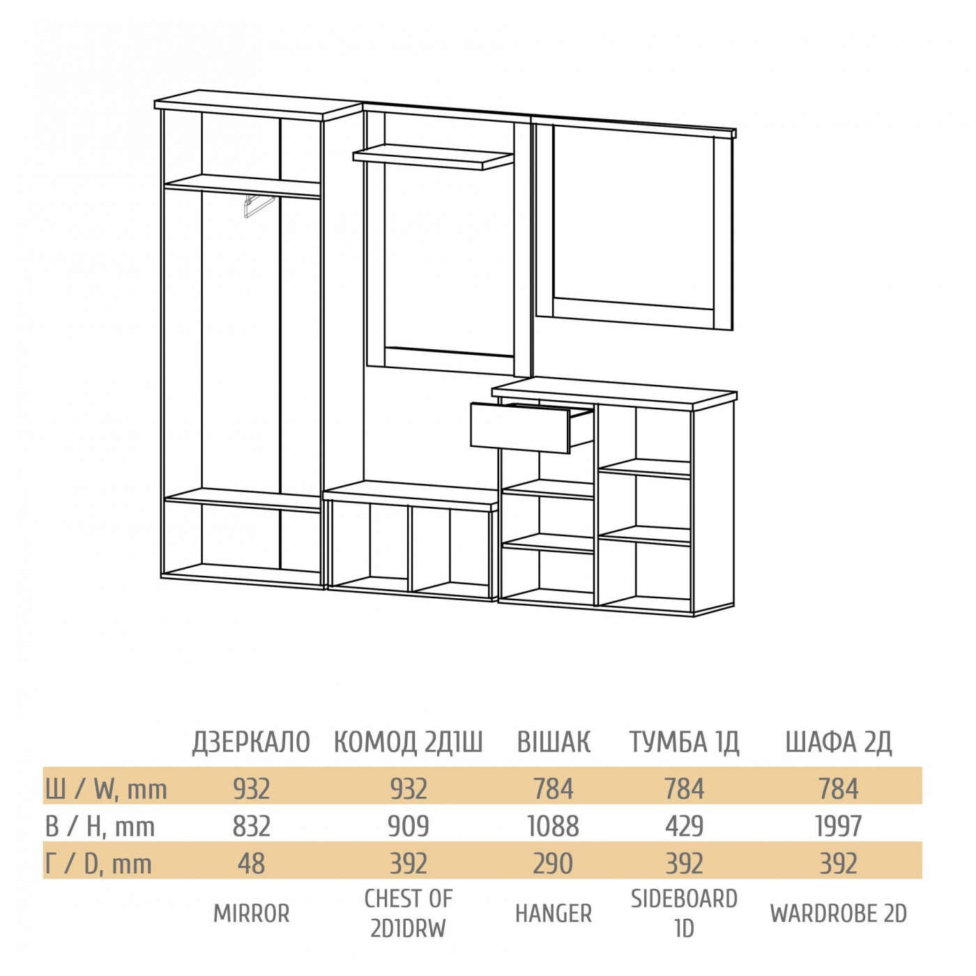 Лора Комод 2Д1Ш