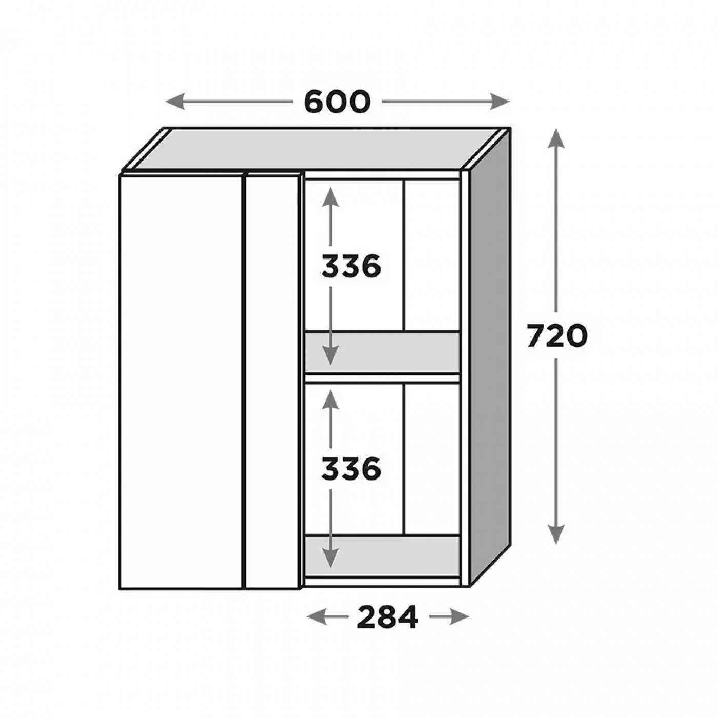 Кухня ОПТИМА В27-600 Верх 600 кут 90" фасади (300*720, 80*720)