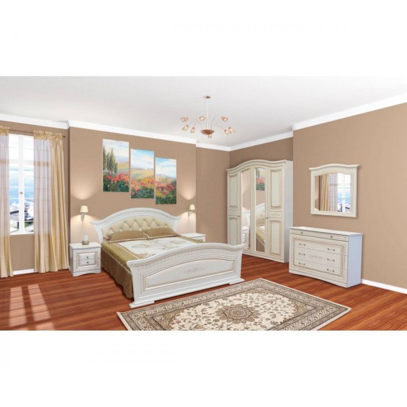 Спальня Ніколь (патина) Спальня 4Д (б/матраса та каркаса)