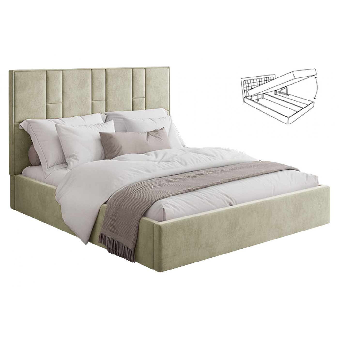 Мягкая 2-сп кровать Саманта 1 без під. мех