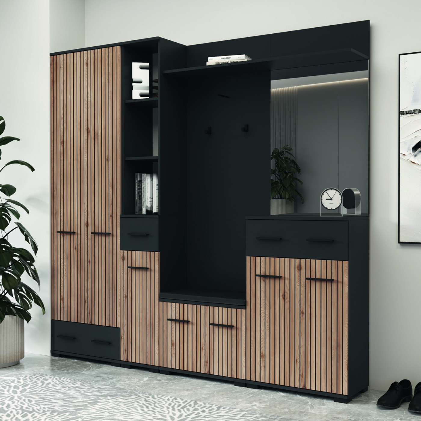 Вешалка Амбреme (дуб артизан/антрацит)