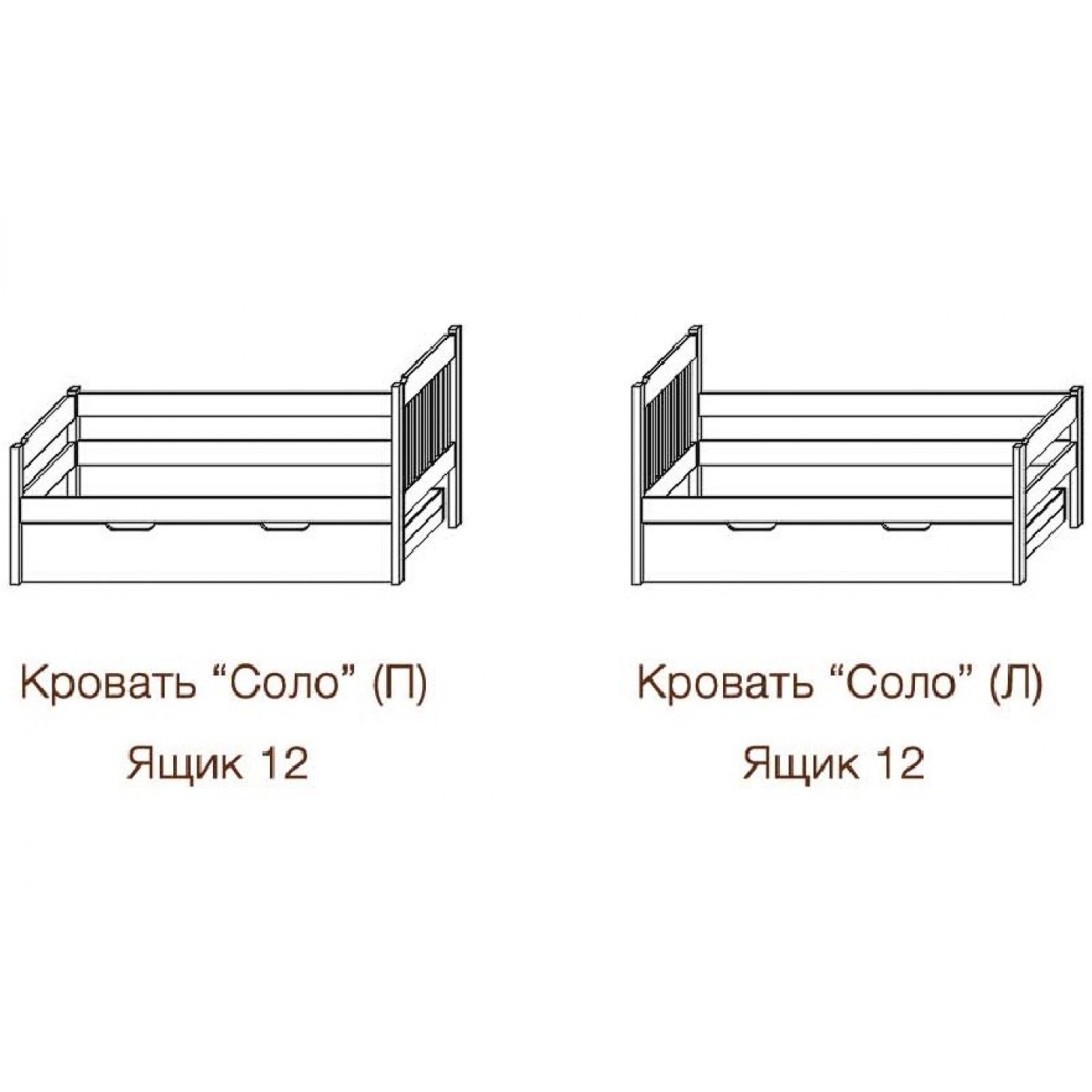 Ліжко одноярусна «Соло» (без ящика)