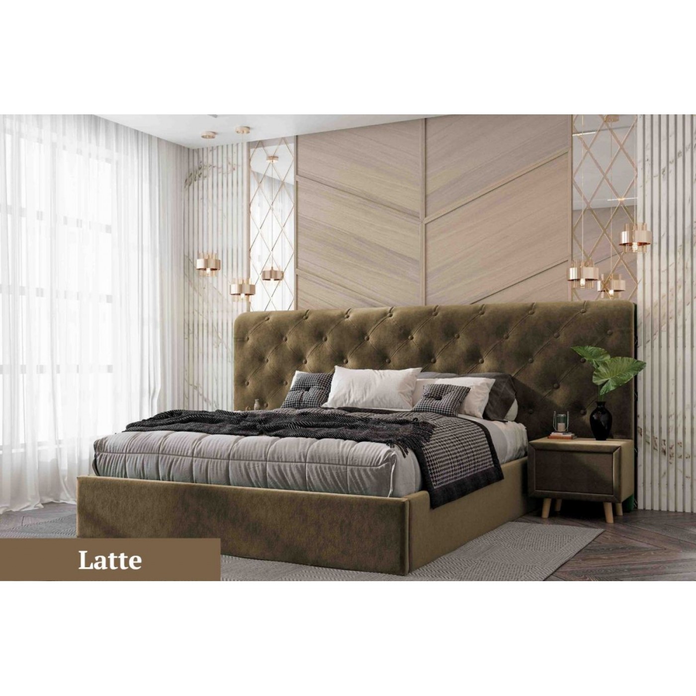 ЛІЖКО 2-х спальні Оскар / Oscar PLUS + хутро +2 тумби