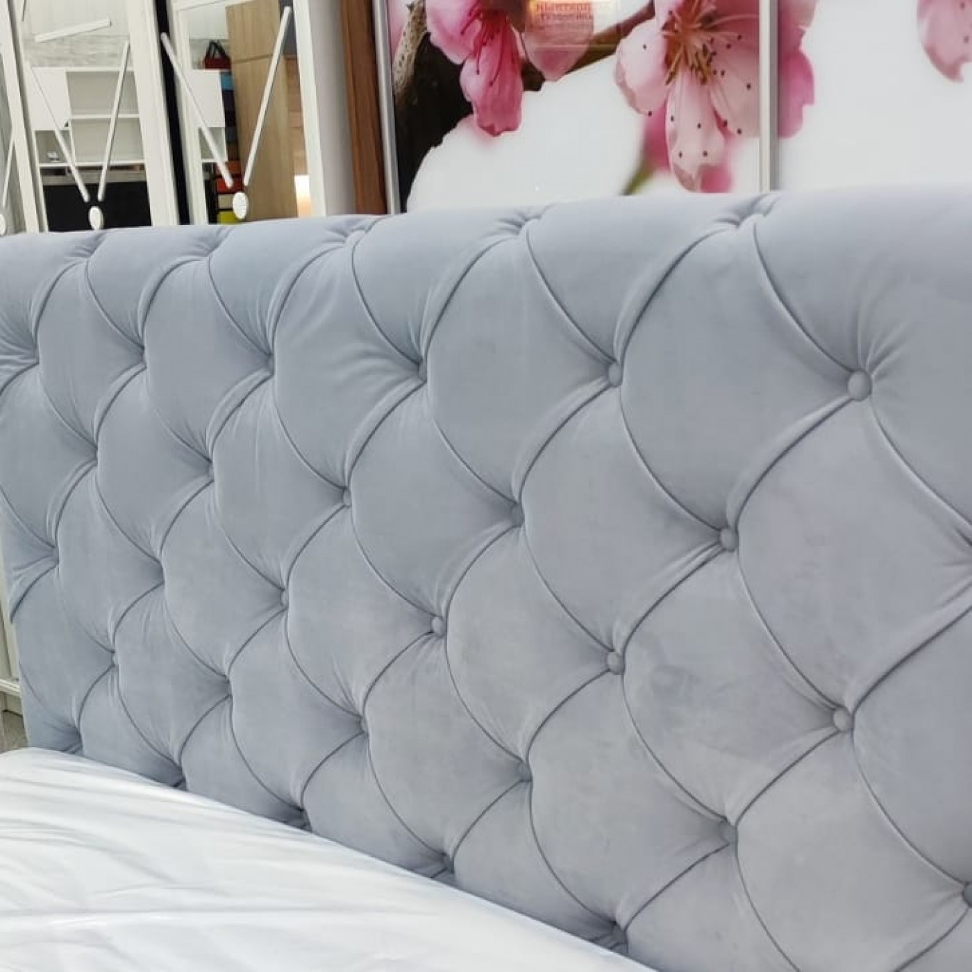 Кровать 2-х спальная ВЕЛЮР+МЕХАНИЗМ и Ламели на металлическом каркасе 1400*2000 мм